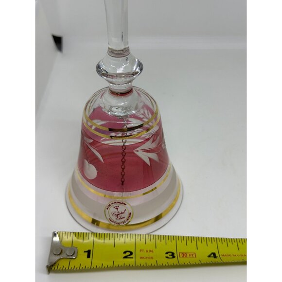 VTG Hungarian Crystal Bell Handcrafted Ajka Cherry Cut Glass Collectible 3"x6.5" - Picture 9 of 9
